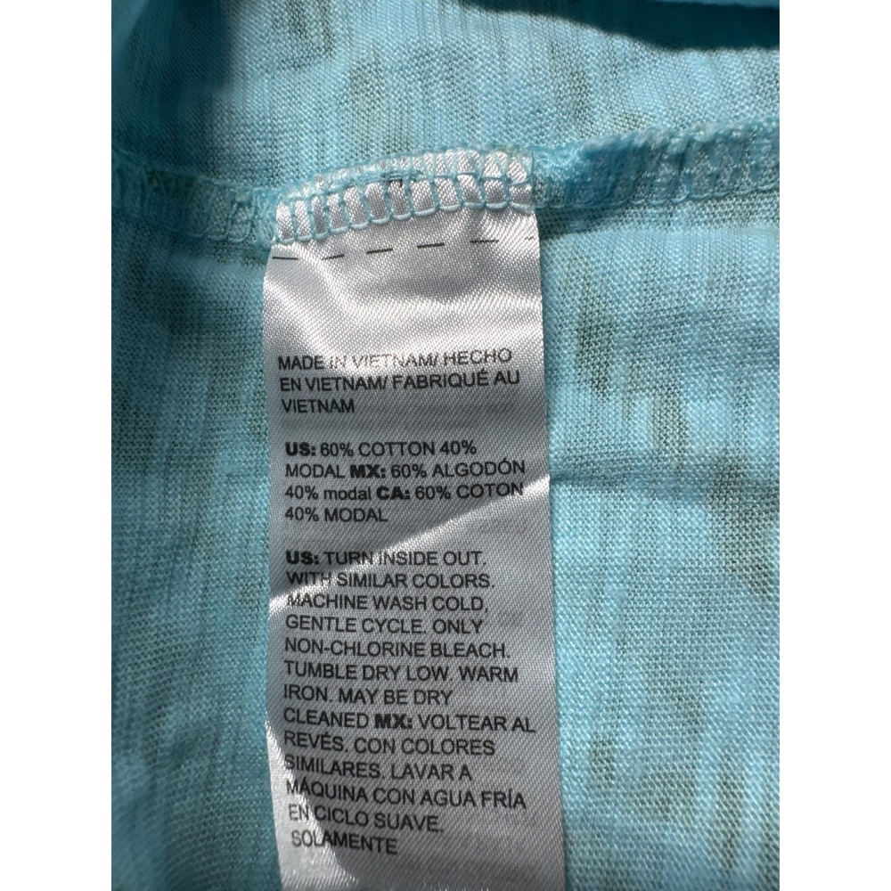 Chicos Zebra Print Henley Top Teal Green Cotton Modal Size 0 XS S - Picture 4 of 8